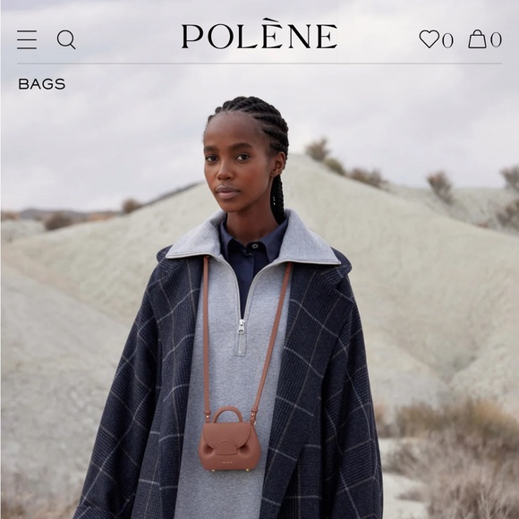 Polene numero un micro bag in textured leather in rich burgundy color - Picture 2 of 12